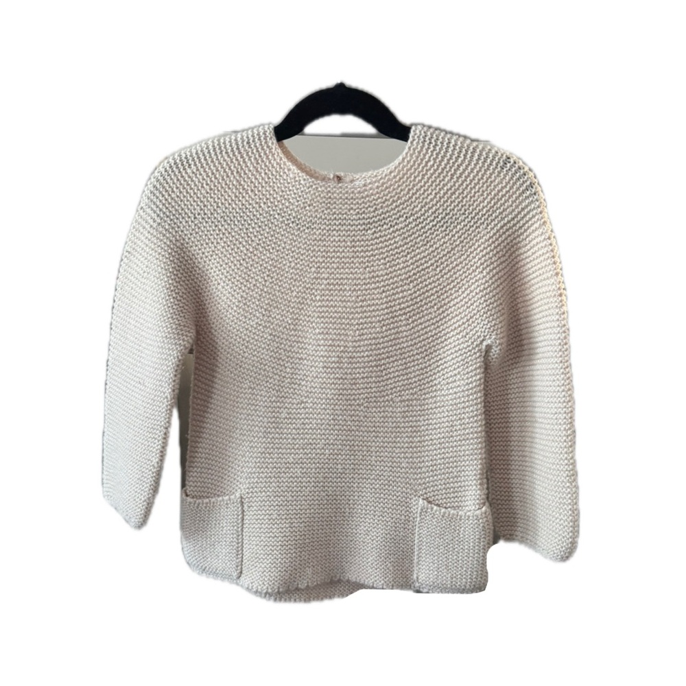 Zara Cream/light pink Crew Neck Sweater